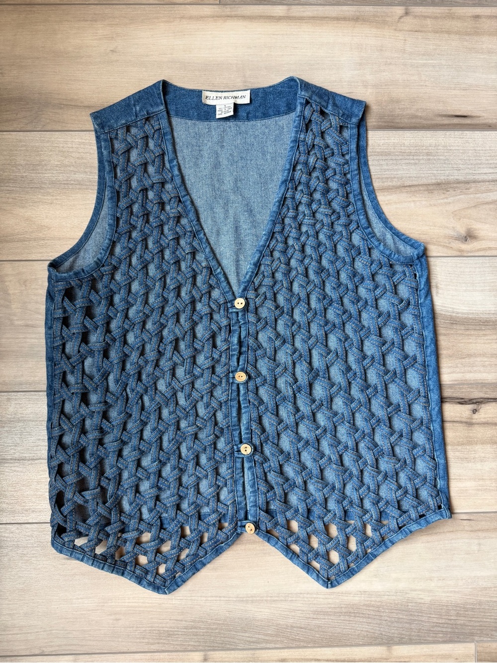 Vintage Blue Crochet Denim Vest
